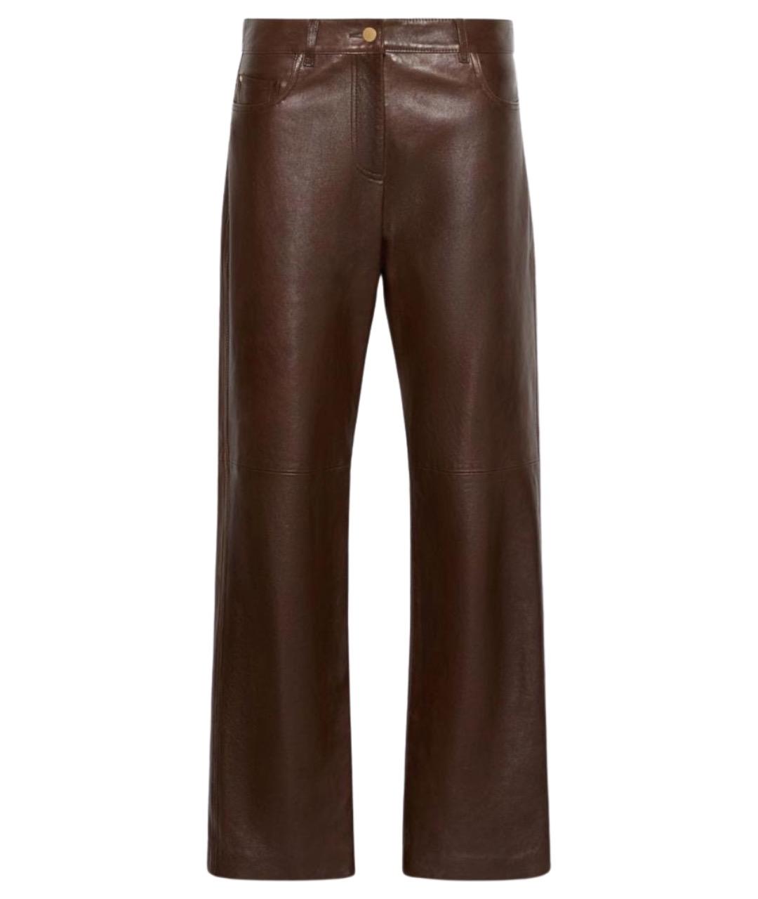'S MAX MARA Коричневые кожаные прямые брюки, фото 1