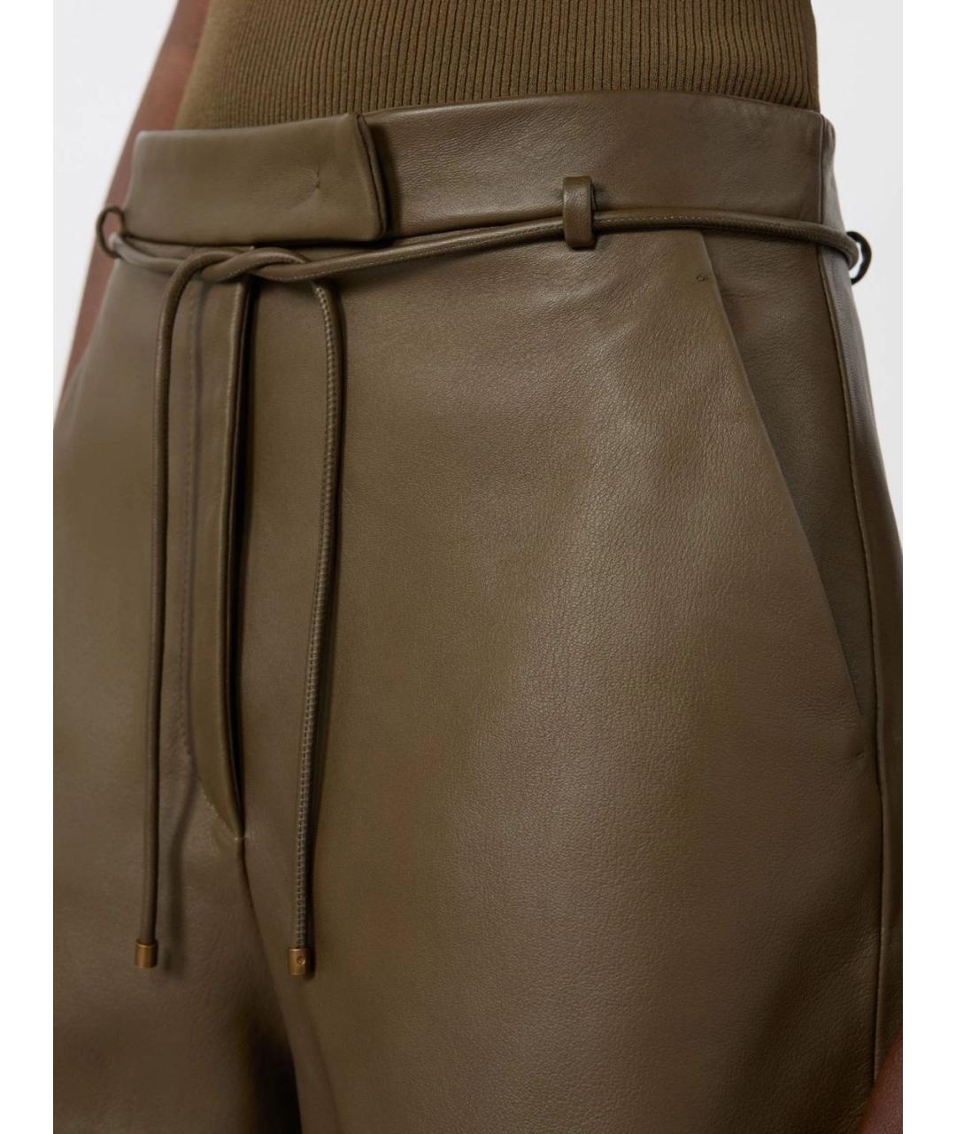 MAX MARA Хаки кожаные шорты, фото 5