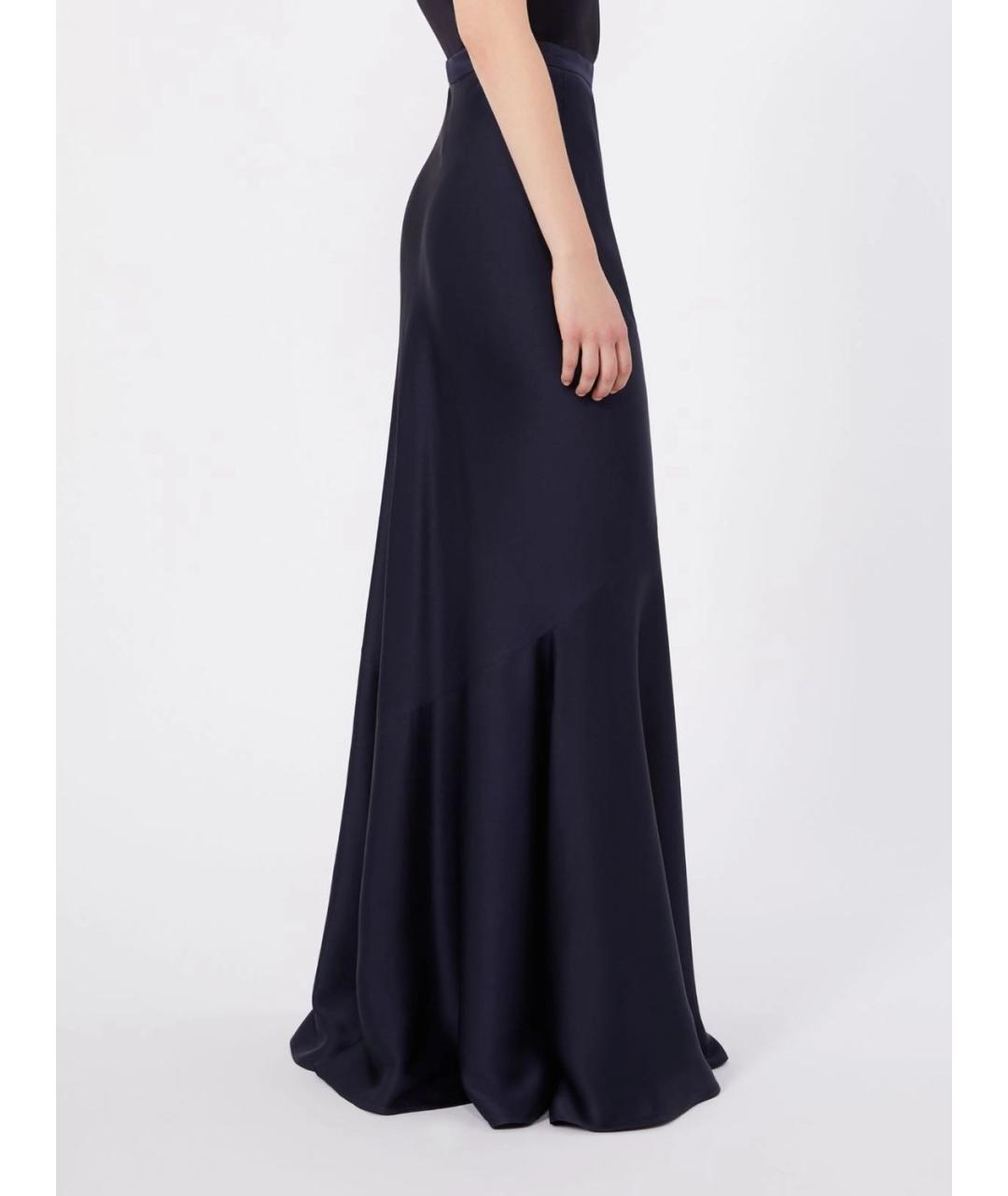 MAX MARA STUDIO Темно-синяя ацетатная юбка макси, фото 4