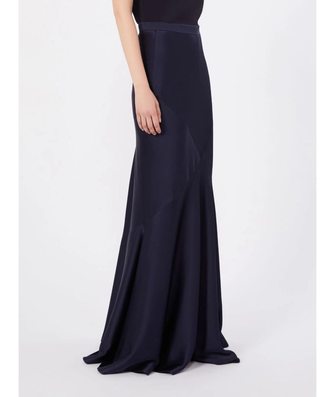 MAX MARA STUDIO Темно-синяя ацетатная юбка макси, фото 3
