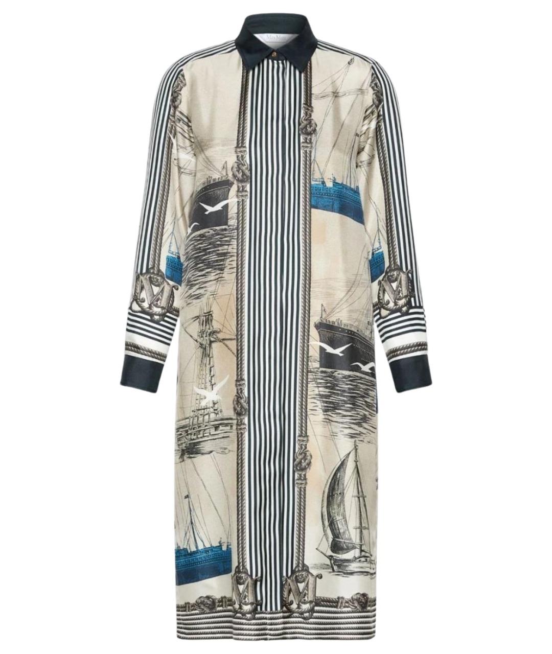 MAX MARA Бежевое шелковое повседневное платье, фото 1