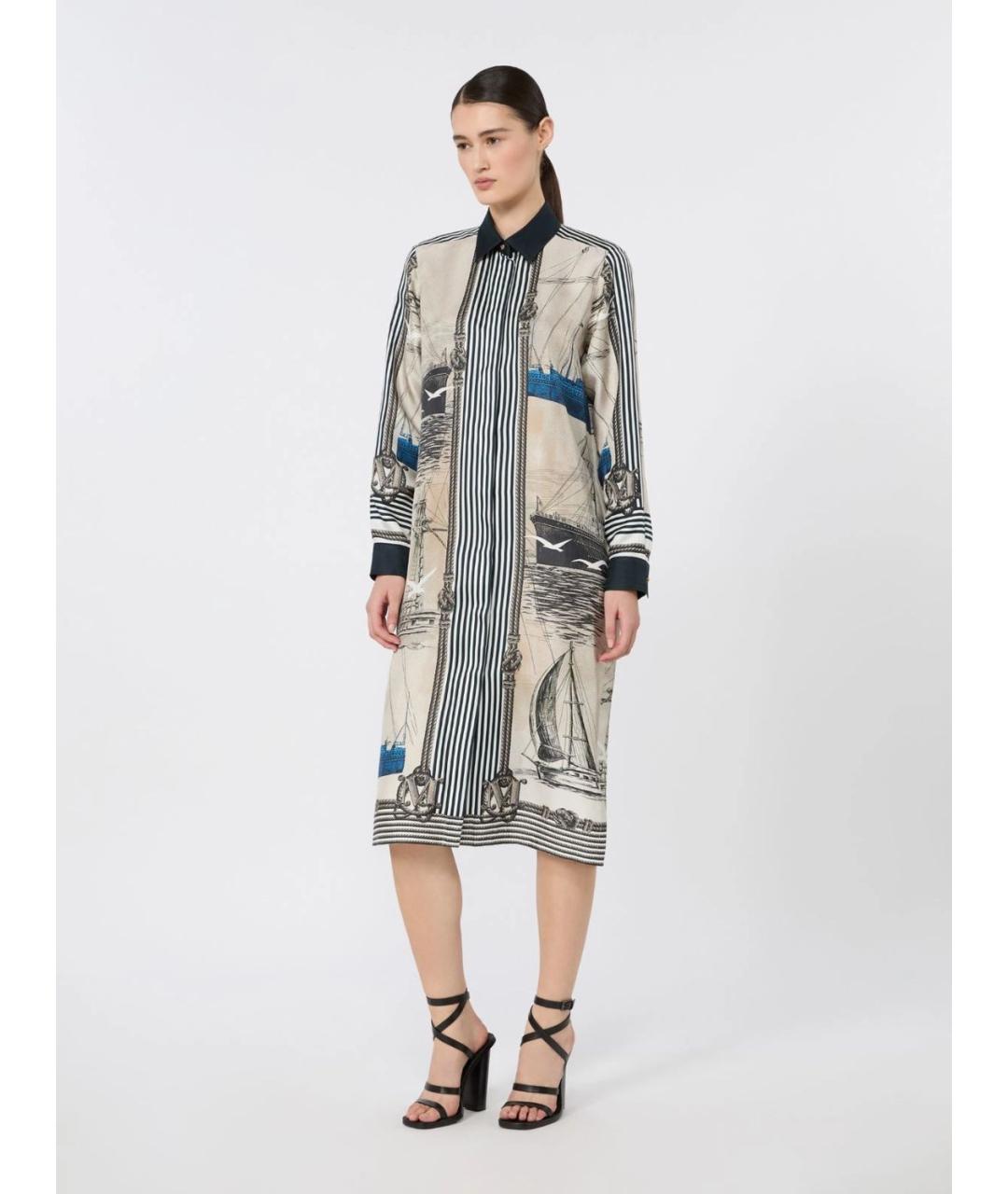 MAX MARA Бежевое шелковое повседневное платье, фото 3