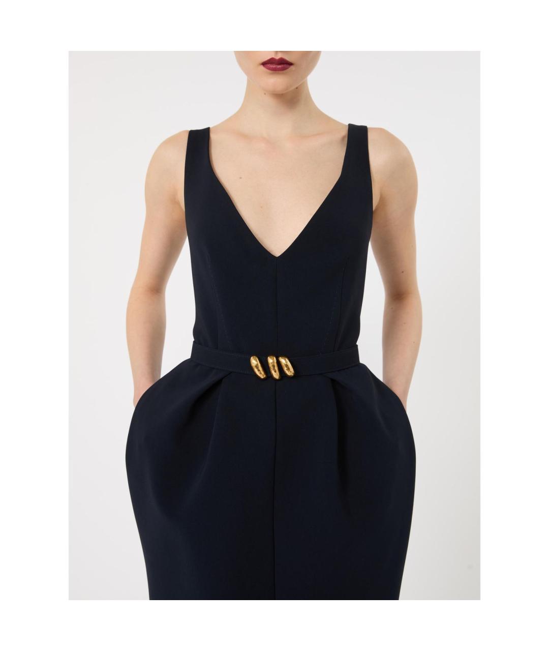 MAX MARA STUDIO Синее ацетатное повседневное платье, фото 3
