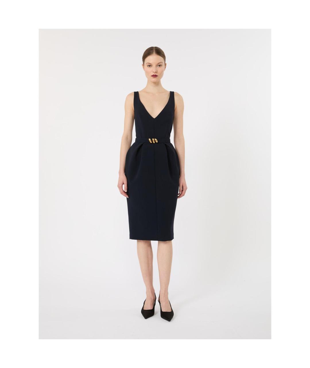 MAX MARA STUDIO Синее ацетатное повседневное платье, фото 4