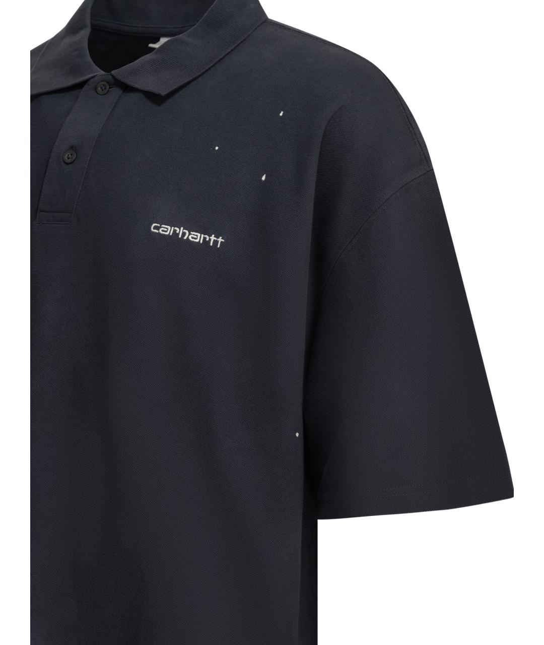 CARHARTT WIP Синее хлопковое поло с коротким рукавом, фото 4