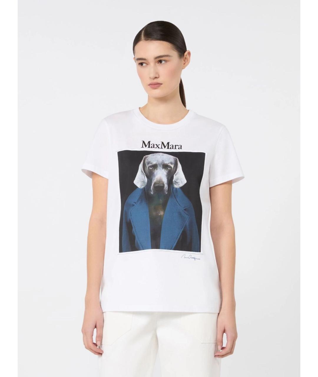 MAX MARA Белая хлопковая футболка, фото 3