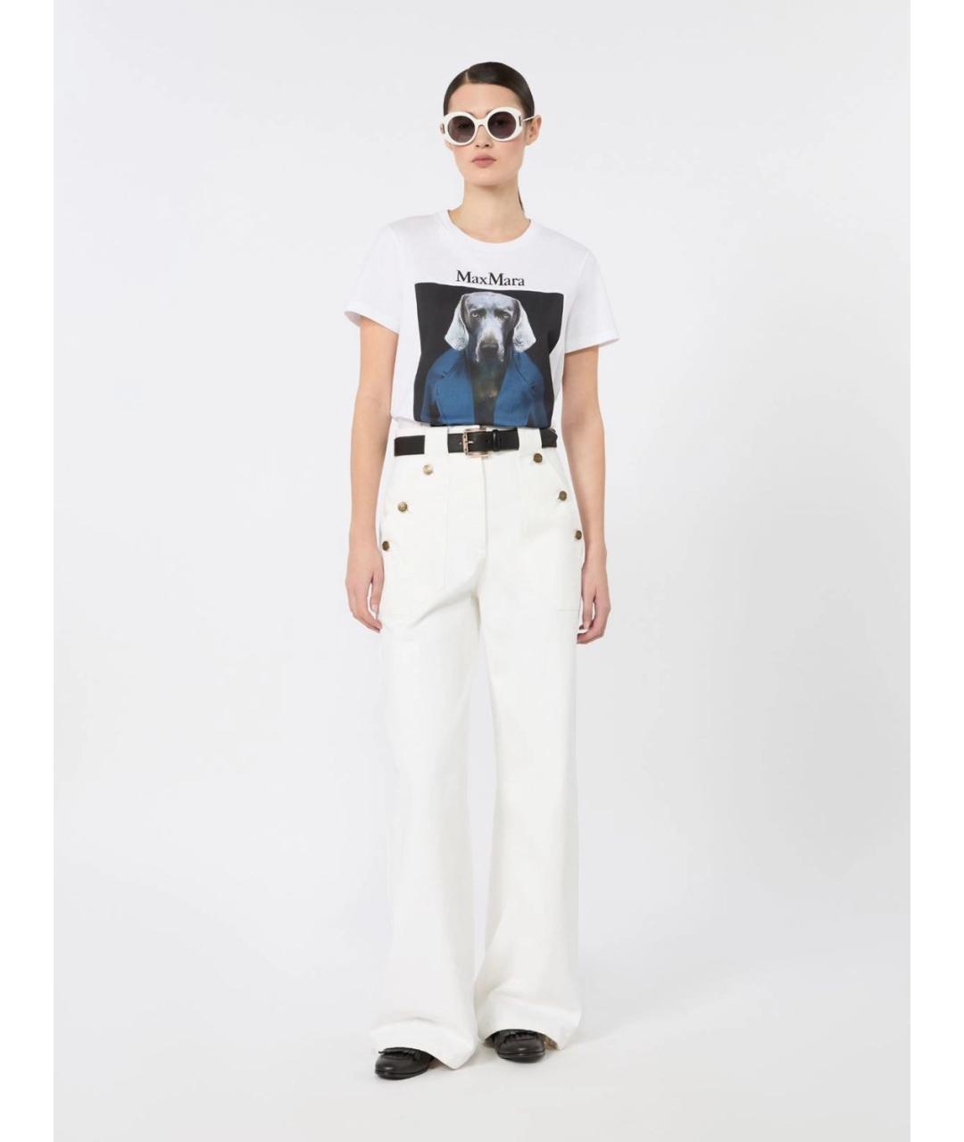 MAX MARA Белая хлопковая футболка, фото 2