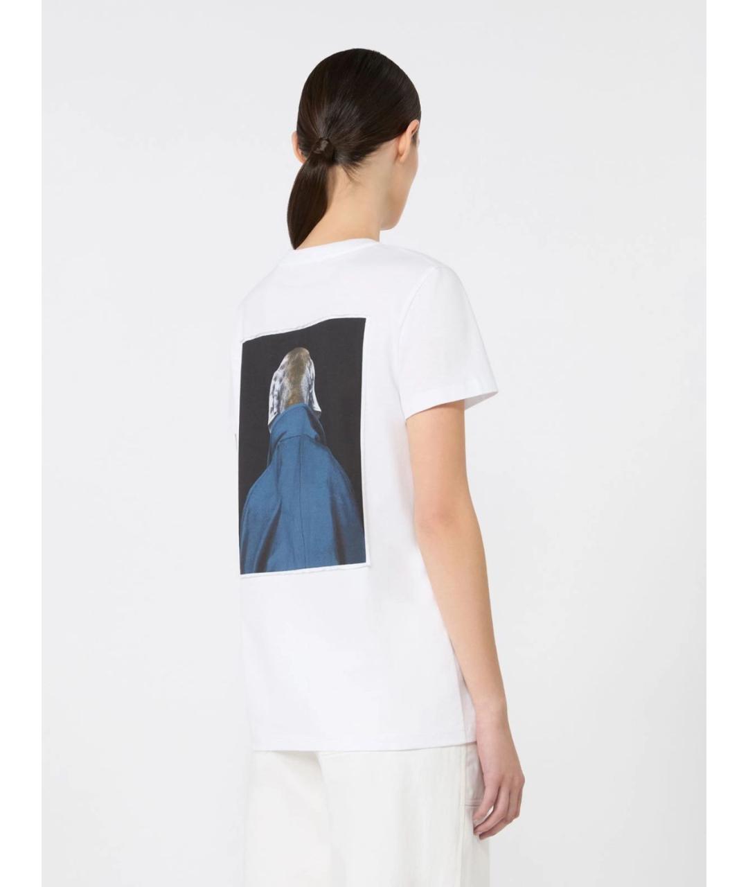 MAX MARA Белая хлопковая футболка, фото 4