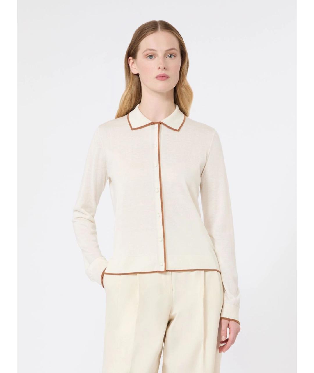 MAX MARA STUDIO Белый шерстяной кардиган, фото 3