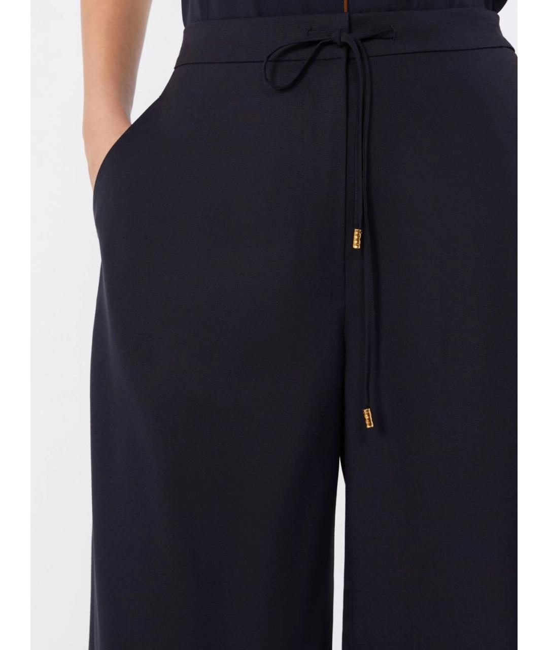 MAX MARA STUDIO Темно-синие шерстяные прямые брюки, фото 5