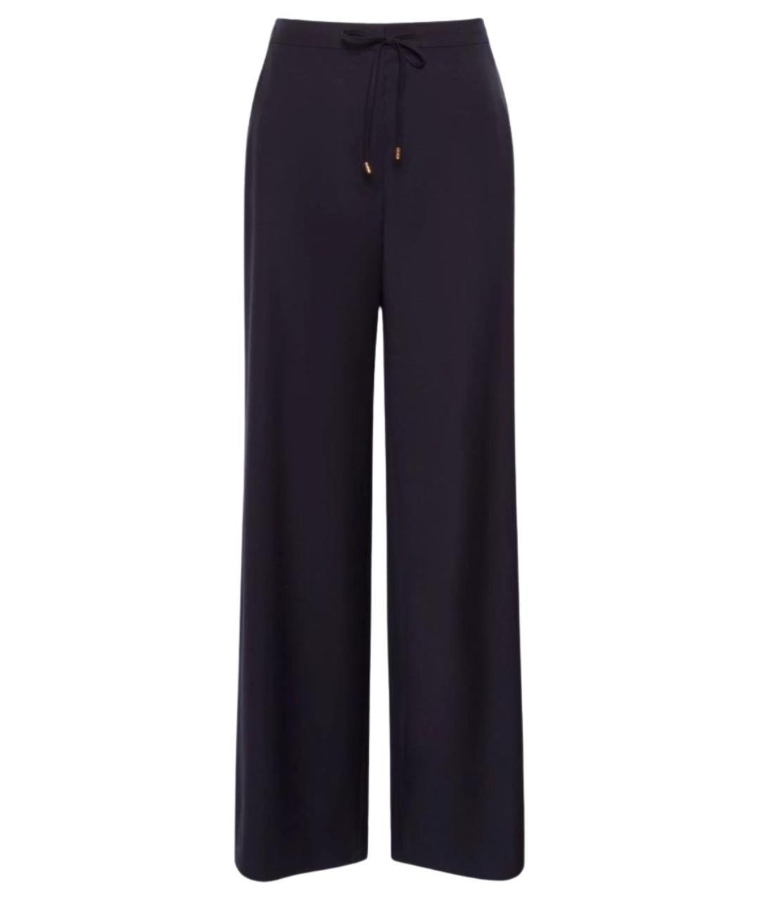 MAX MARA STUDIO Темно-синие шерстяные прямые брюки, фото 1