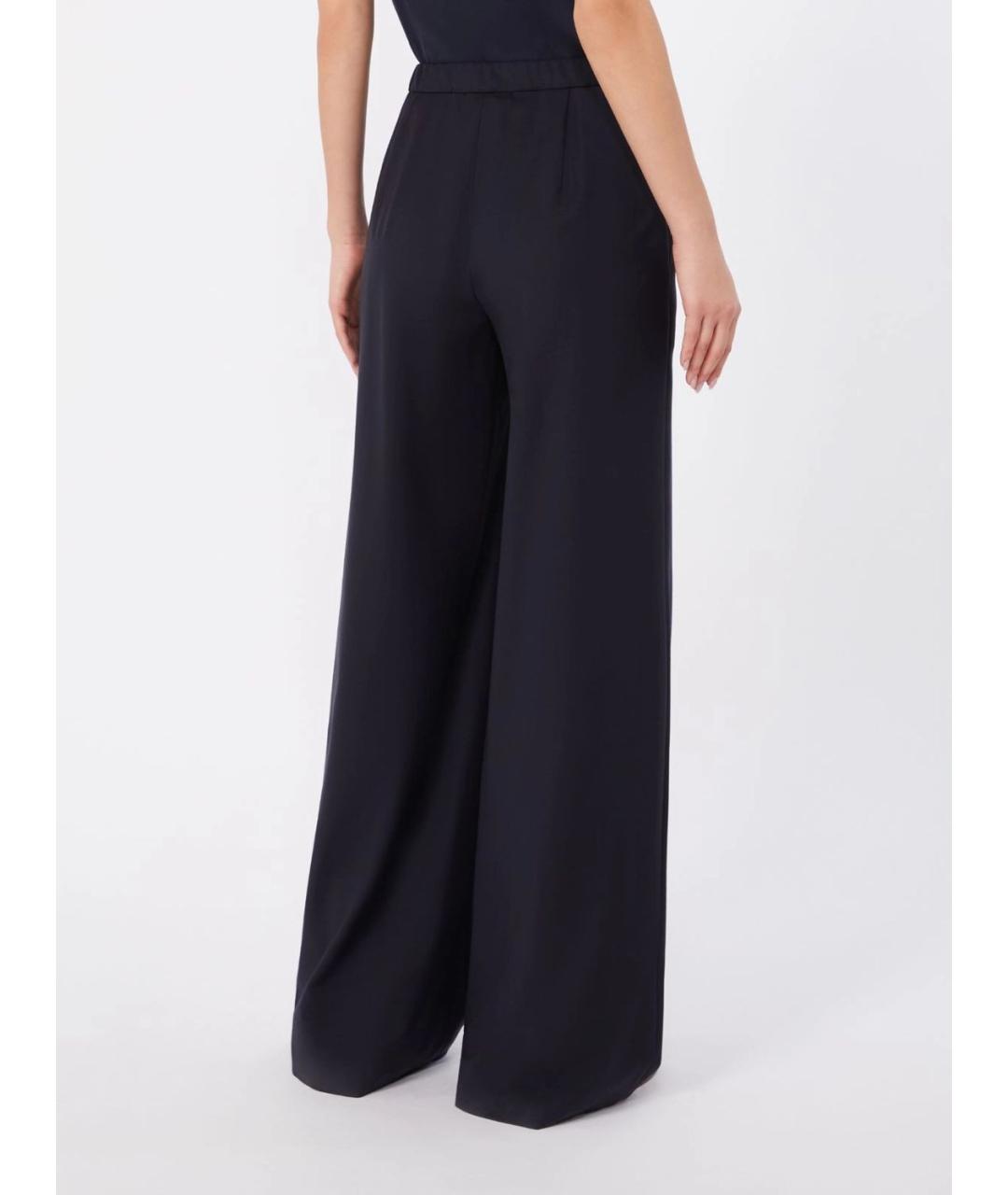 MAX MARA STUDIO Темно-синие шерстяные прямые брюки, фото 4