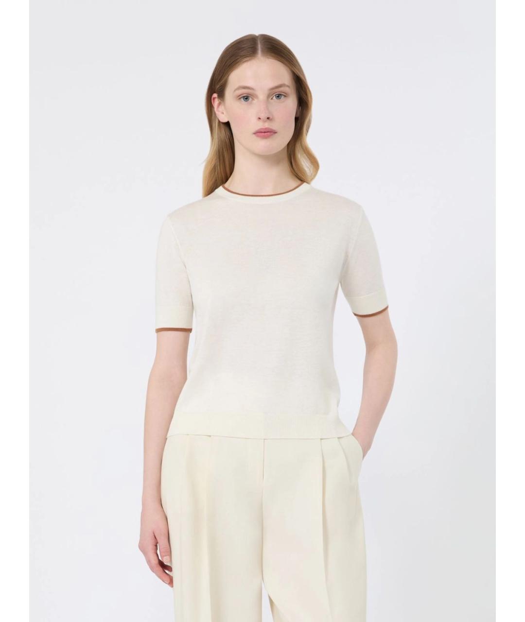 MAX MARA STUDIO Белая шерстяная футболка, фото 3