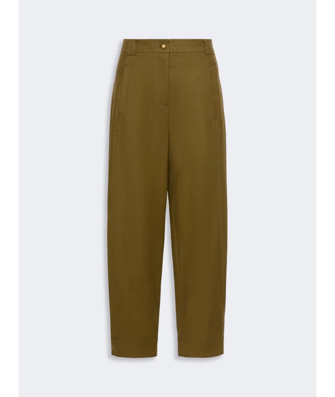 MAX MARA Хаки хлопковые прямые брюки, фото 6