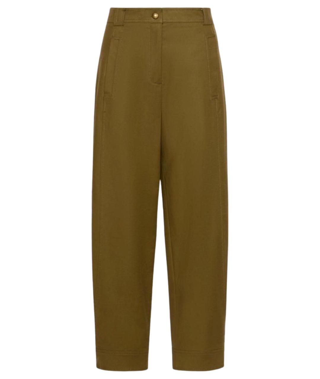 MAX MARA Хаки хлопковые прямые брюки, фото 1