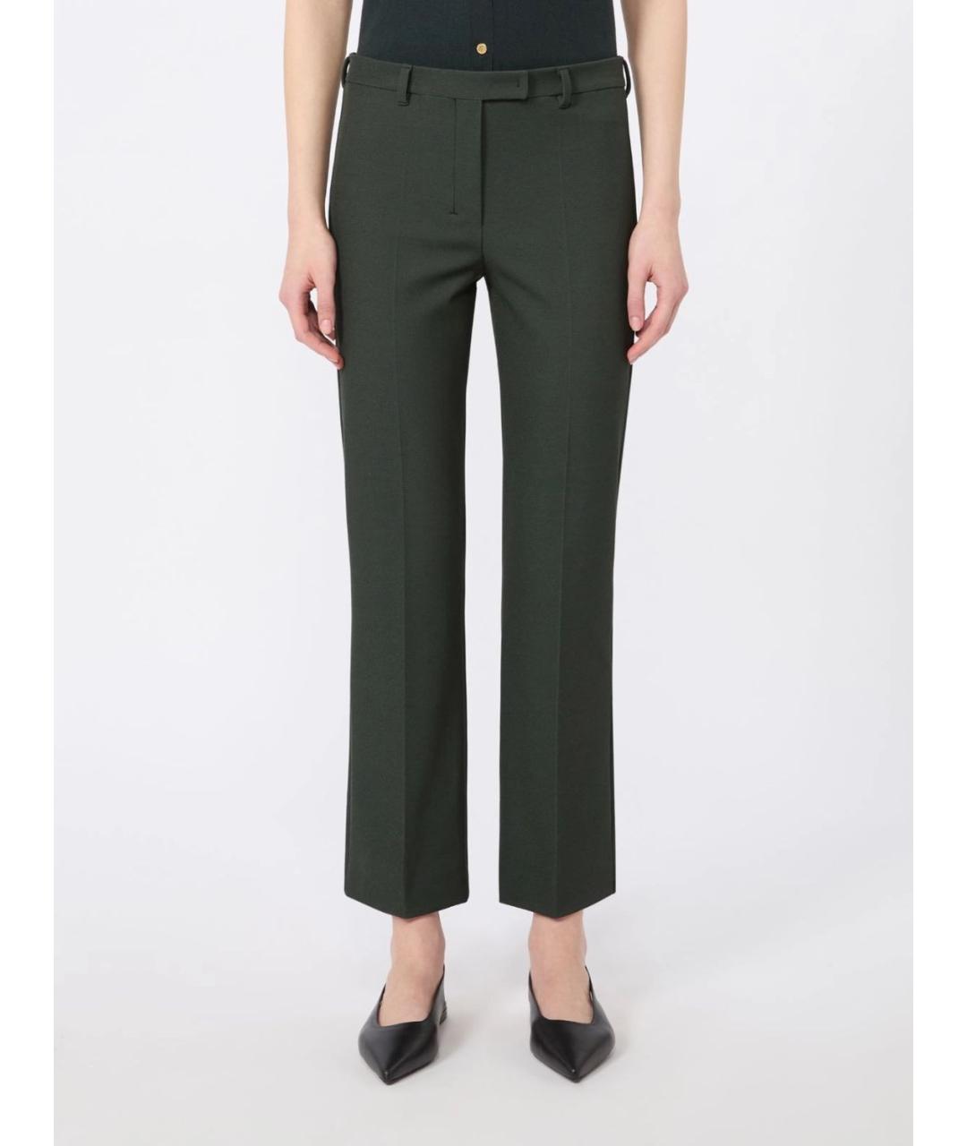 'S MAX MARA Зеленые хлопковые прямые брюки, фото 3