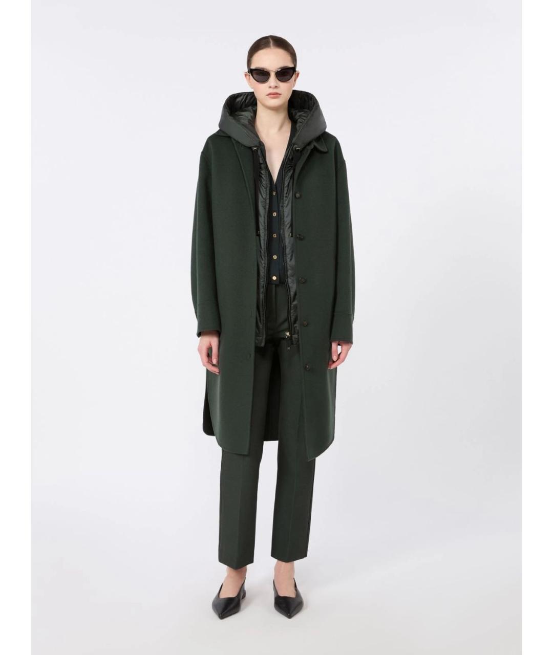 'S MAX MARA Зеленые хлопковые прямые брюки, фото 2