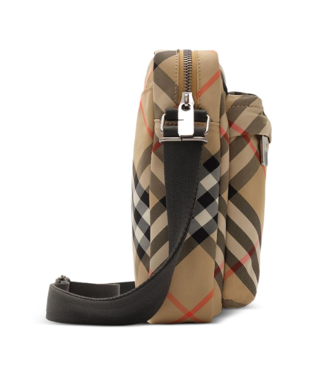 BURBERRY Бежевая синтетическая сумка на плечо, фото 4