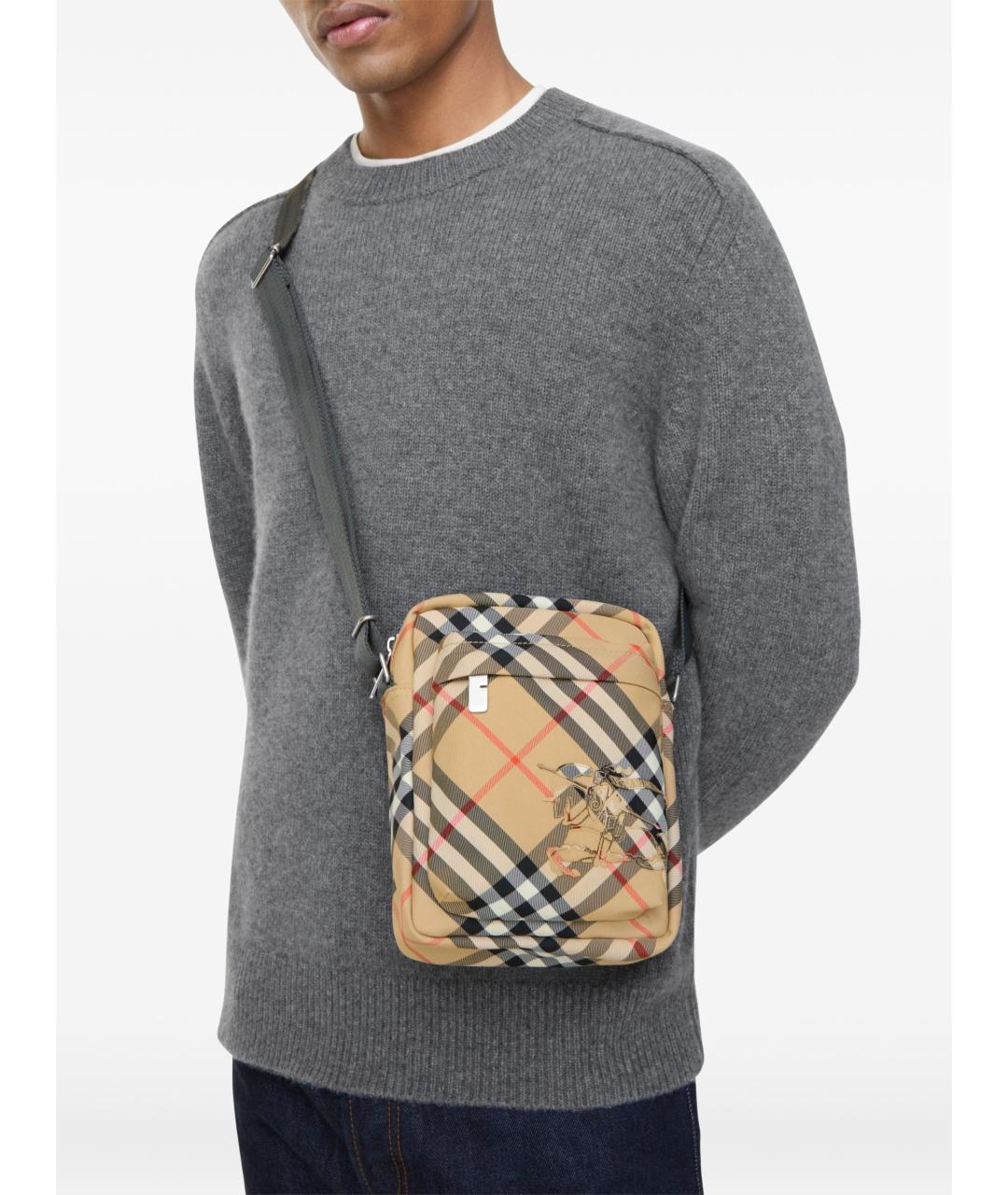 BURBERRY Бежевая синтетическая сумка на плечо, фото 2