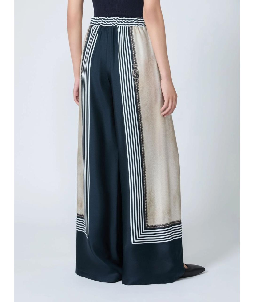 MAX MARA Темно-синие шелковые прямые брюки, фото 4