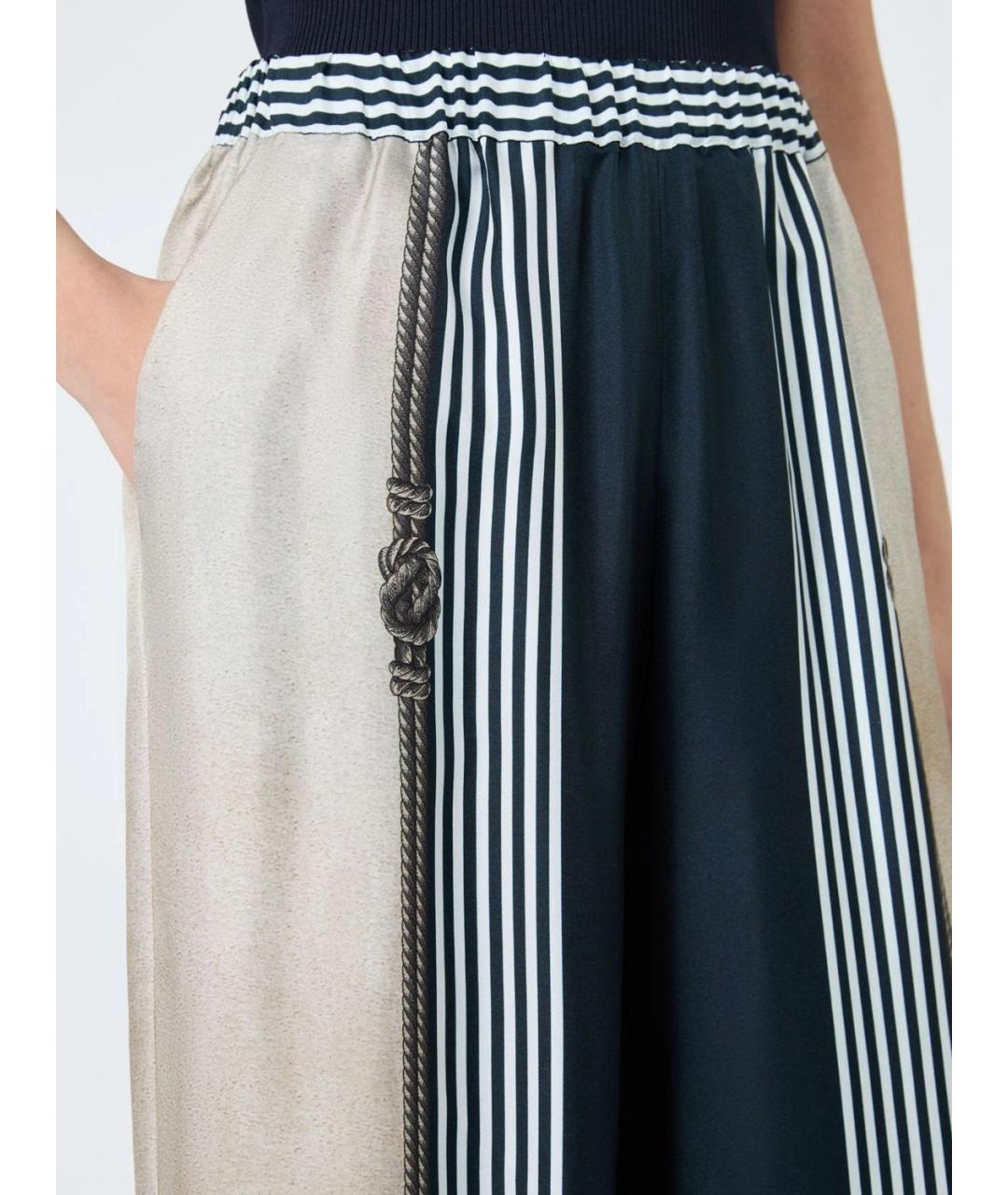 MAX MARA Темно-синие шелковые прямые брюки, фото 5