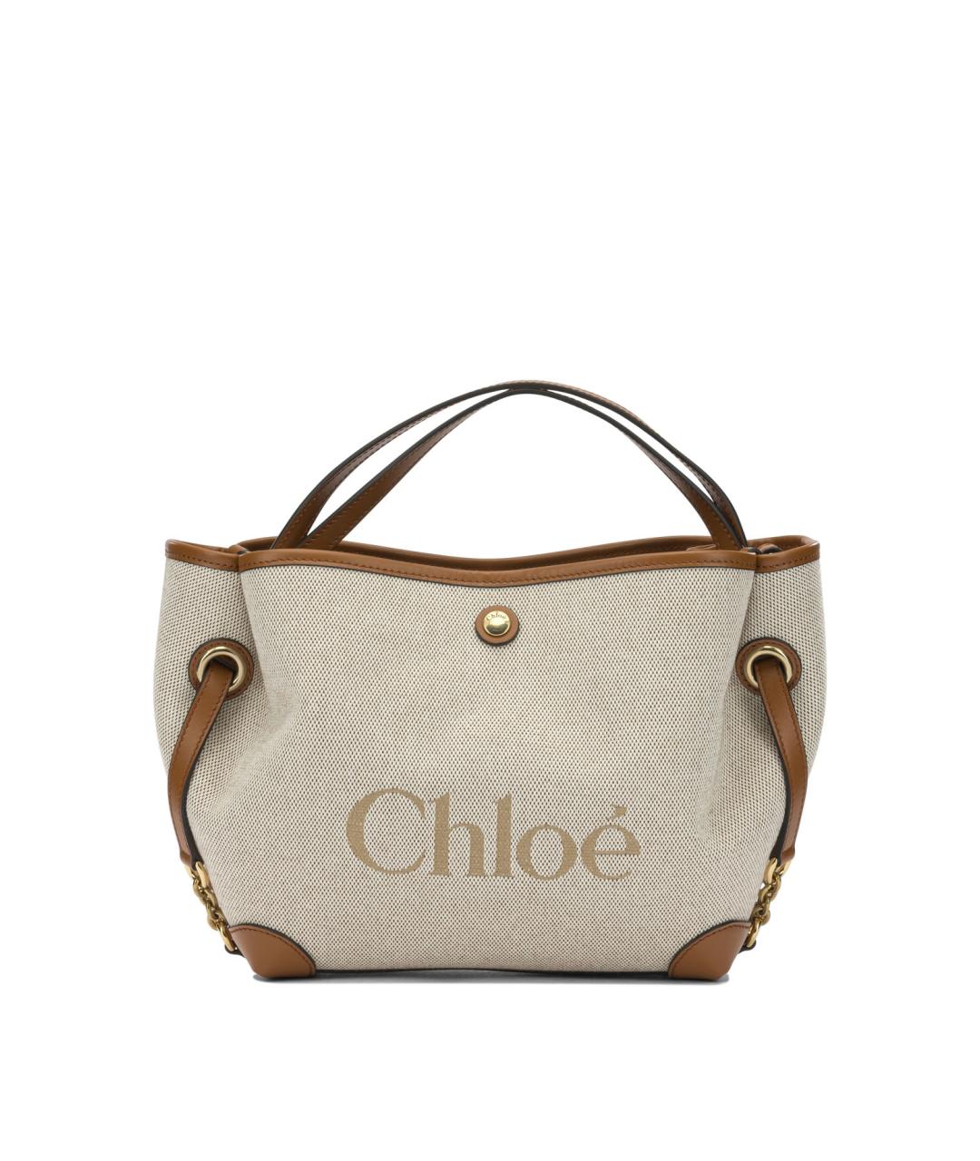 CHLOE Коричневая хлопковая сумка с короткими ручками, фото 1