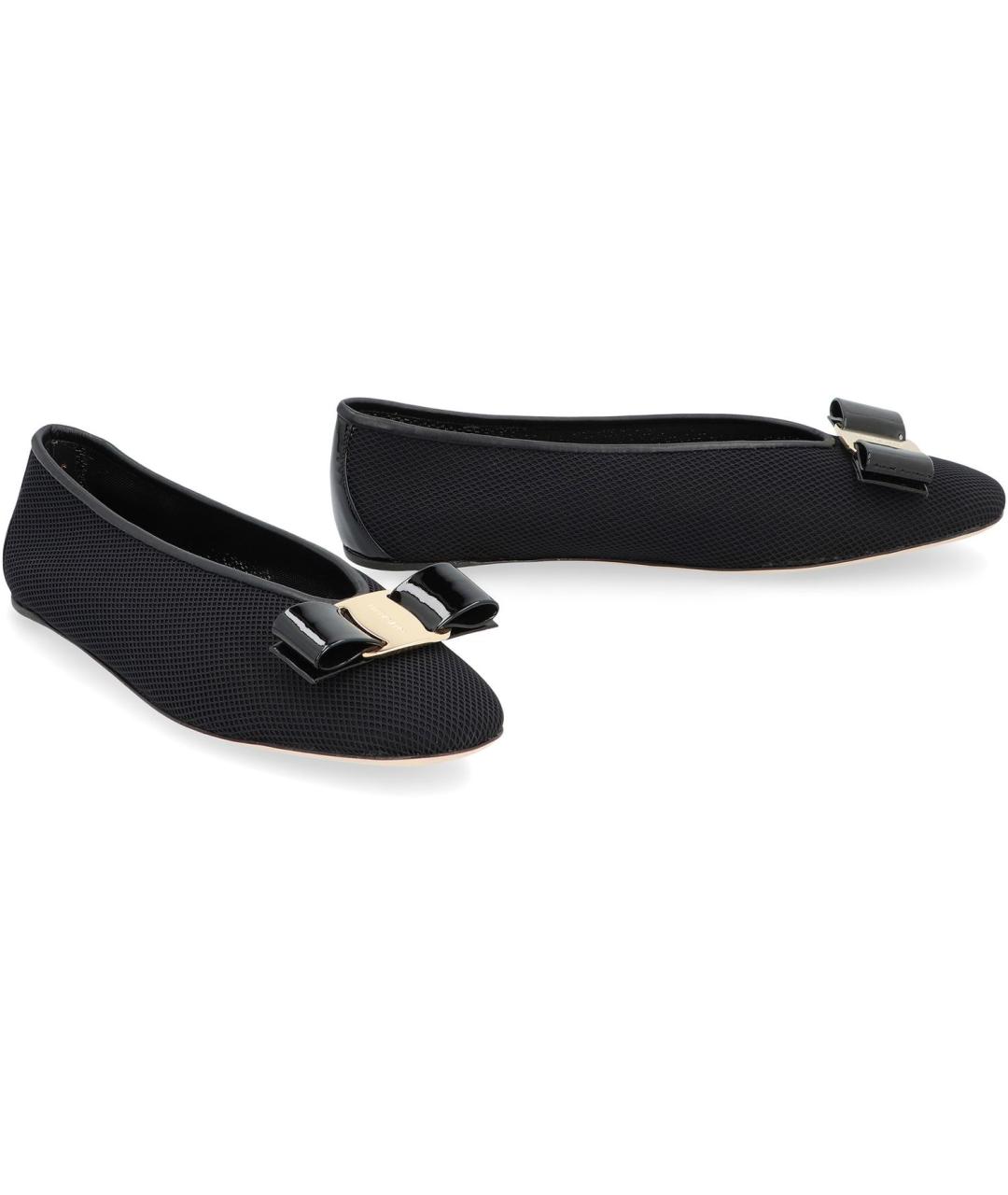 FERRAGAMO Черные кожаные балетки, фото 3