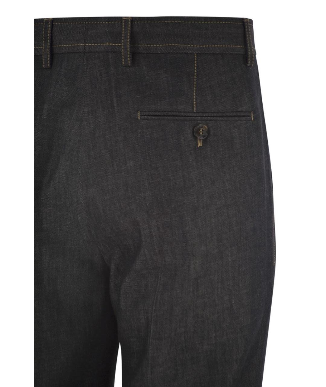 BRUNELLO CUCINELLI Серые хлопковые повседневные брюки, фото 4