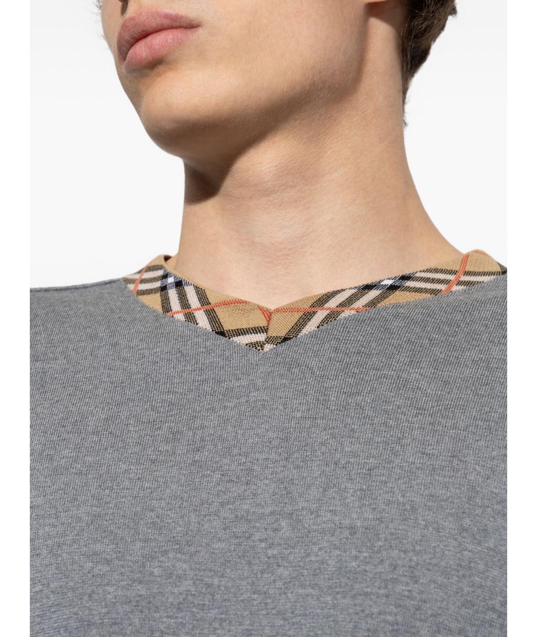 BURBERRY Серый шерстяной джемпер / свитер, фото 2