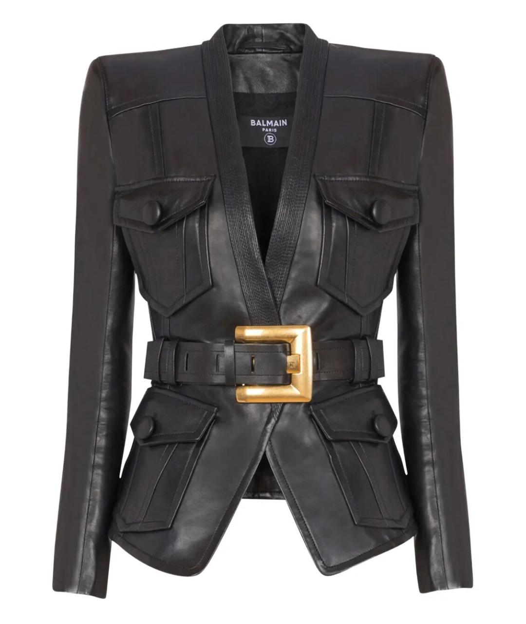 BALMAIN Черная кожаная куртка, фото 1