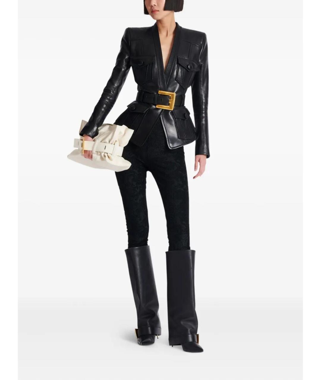 BALMAIN Черная кожаная куртка, фото 2
