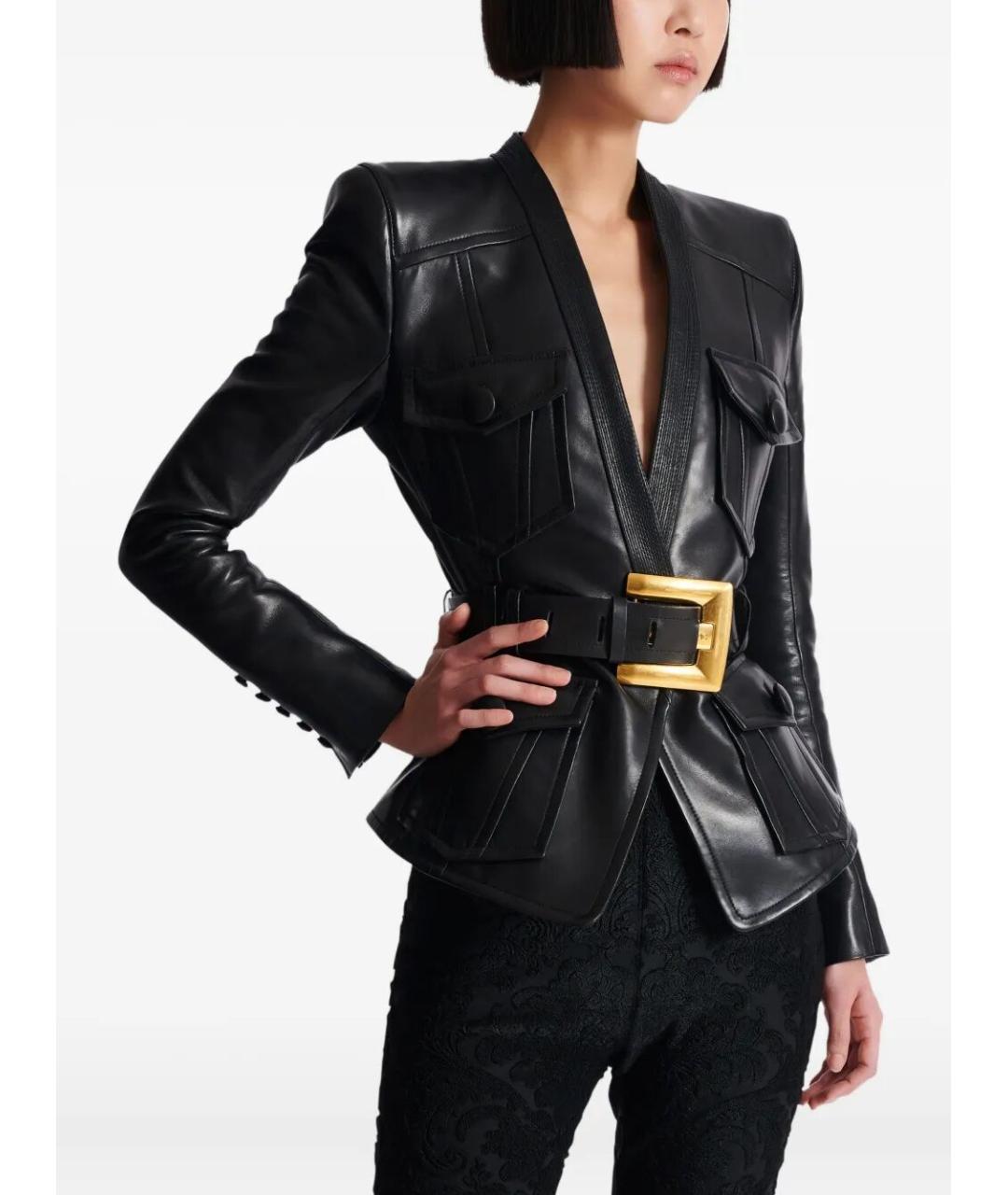 BALMAIN Черная кожаная куртка, фото 3