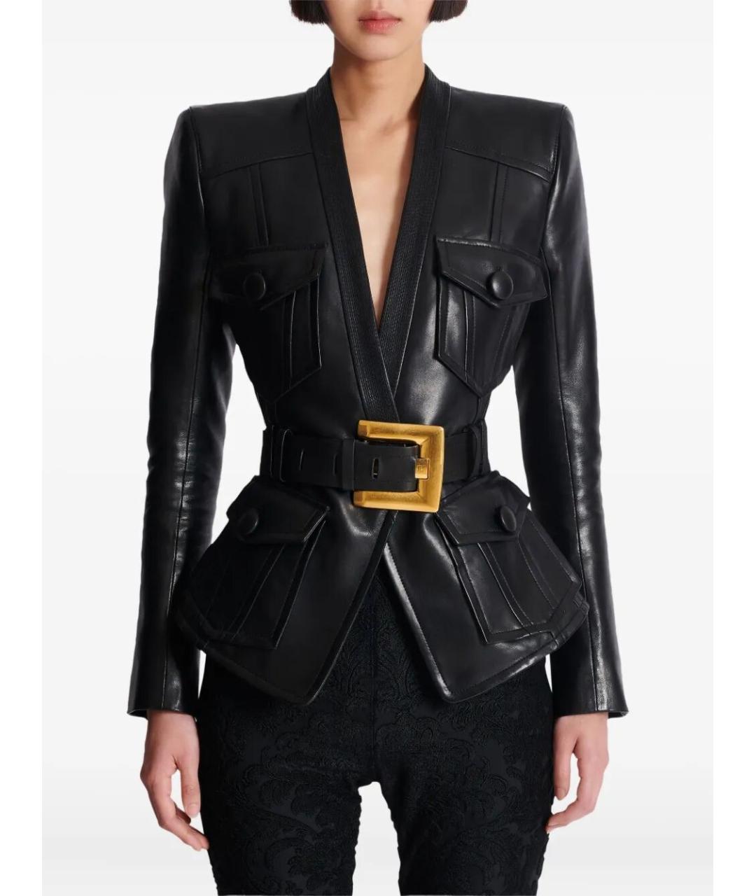 BALMAIN Черная кожаная куртка, фото 4