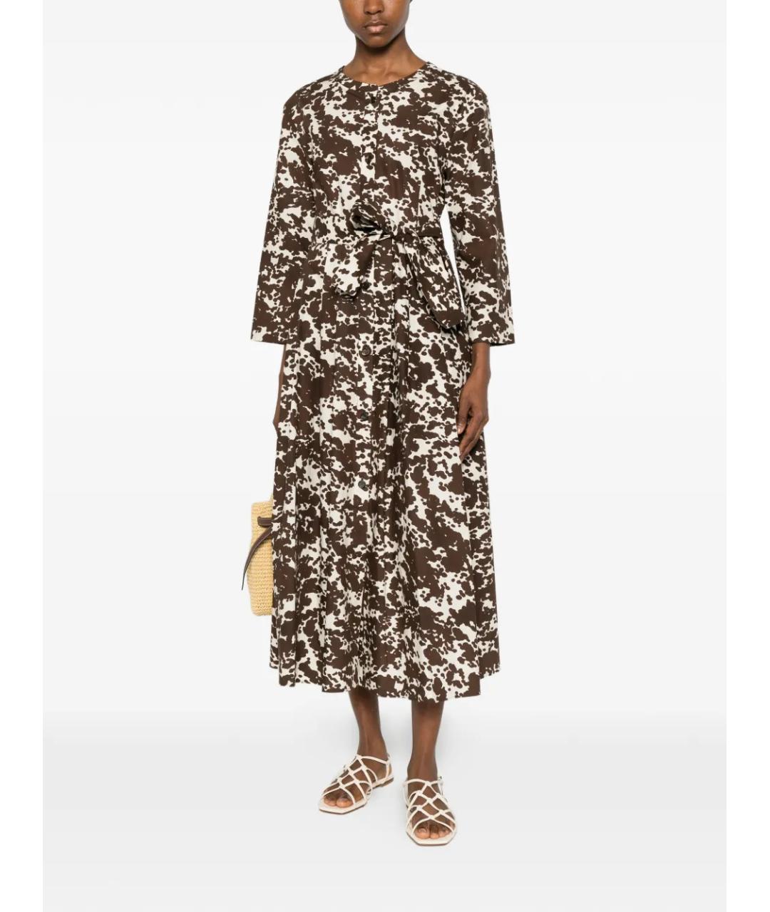 'S MAX MARA Коричневое хлопковое повседневное платье, фото 3