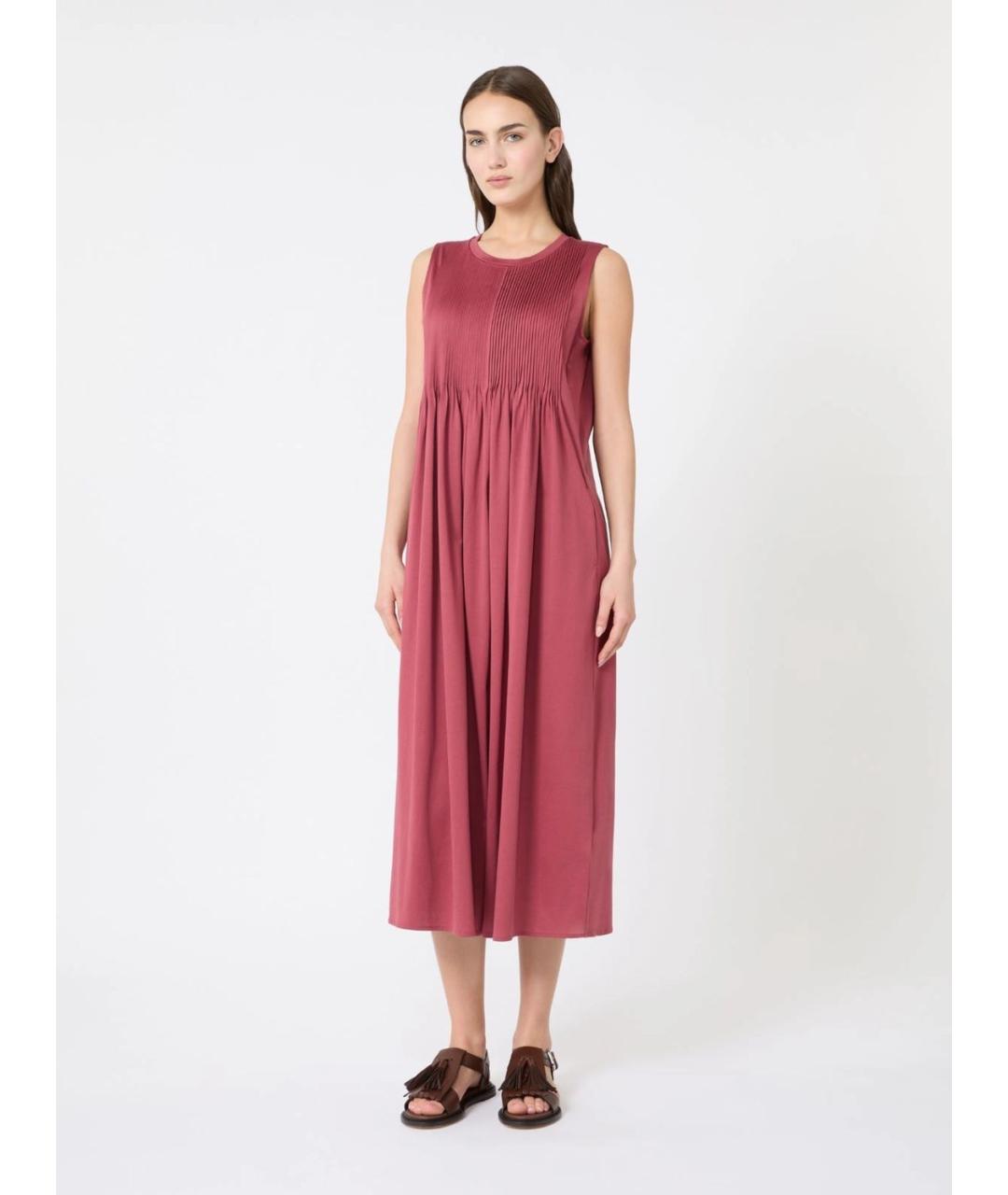 WEEKEND MAX MARA Фуксия хлопковое повседневное платье, фото 3