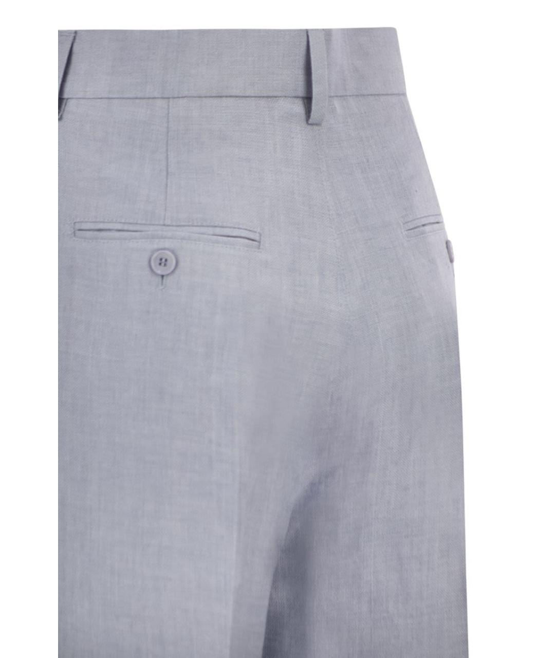 WEEKEND MAX MARA Синие льняные прямые брюки, фото 4