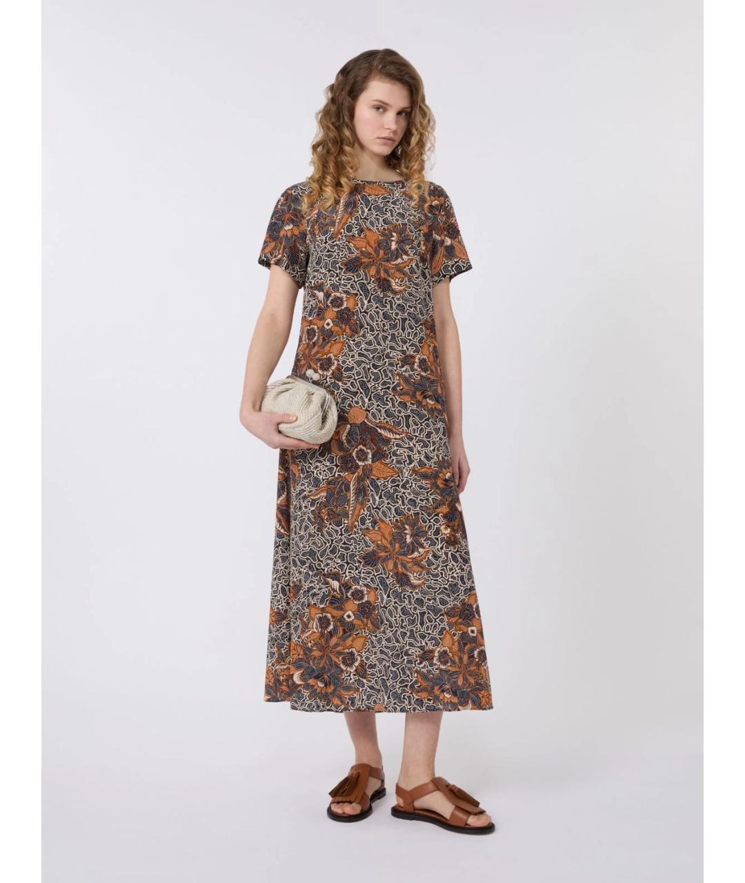 WEEKEND MAX MARA Темно-синее шелковое повседневное платье, фото 2