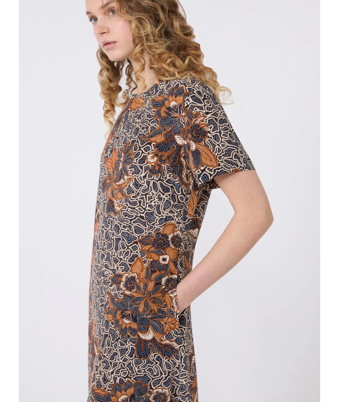 WEEKEND MAX MARA Темно-синее шелковое повседневное платье, фото 5