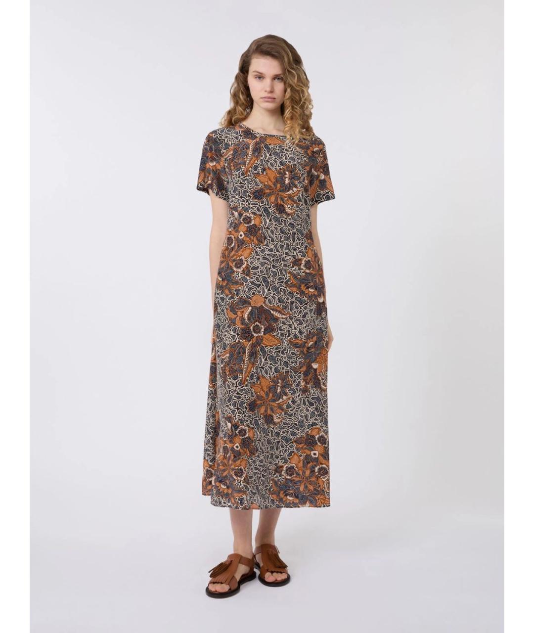 WEEKEND MAX MARA Темно-синее шелковое повседневное платье, фото 3
