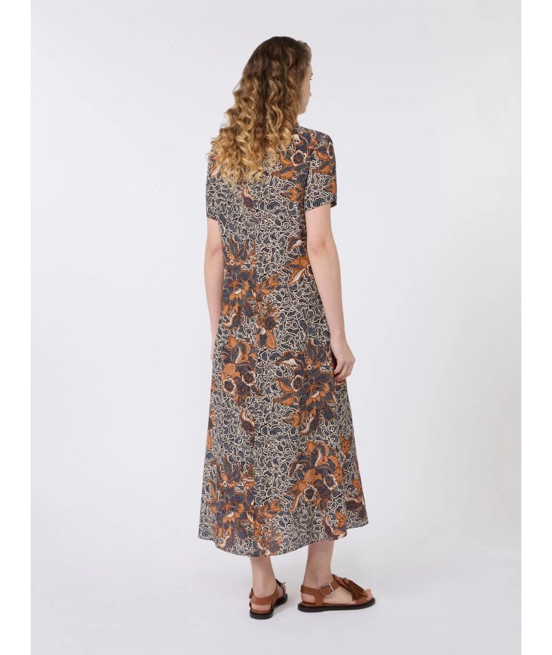 WEEKEND MAX MARA Темно-синее шелковое повседневное платье, фото 4