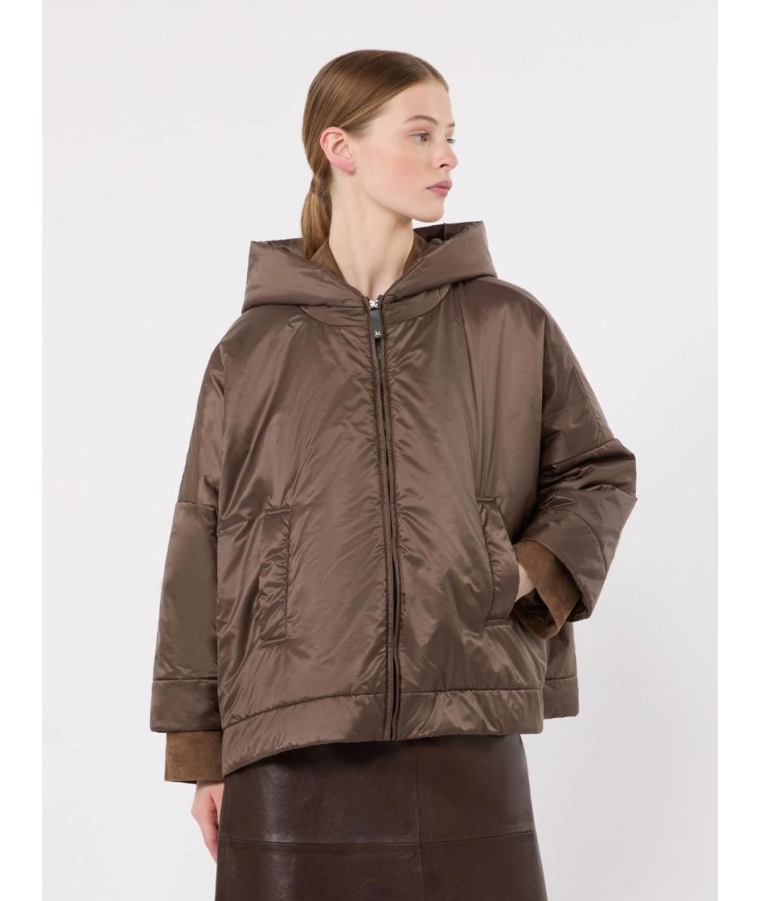 MAX MARA Коричневая полиэстеровая куртка, фото 3