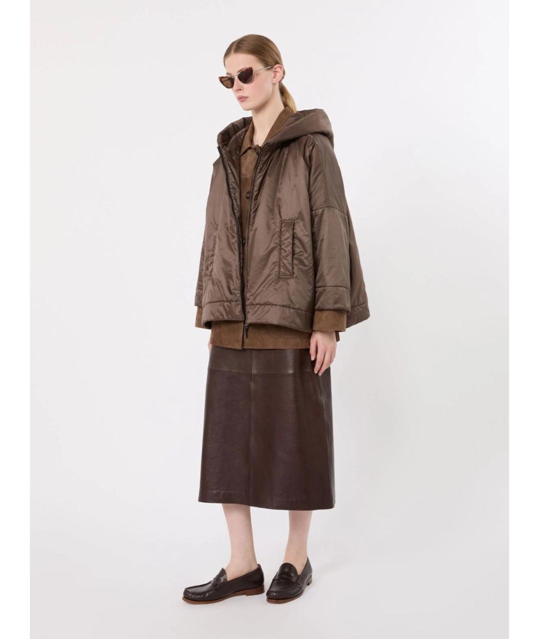 MAX MARA Коричневая полиэстеровая куртка, фото 2