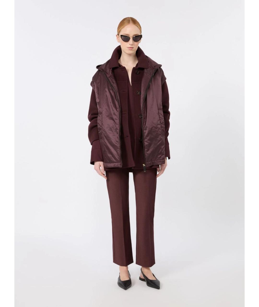'S MAX MARA Бордовые хлопковые прямые брюки, фото 2