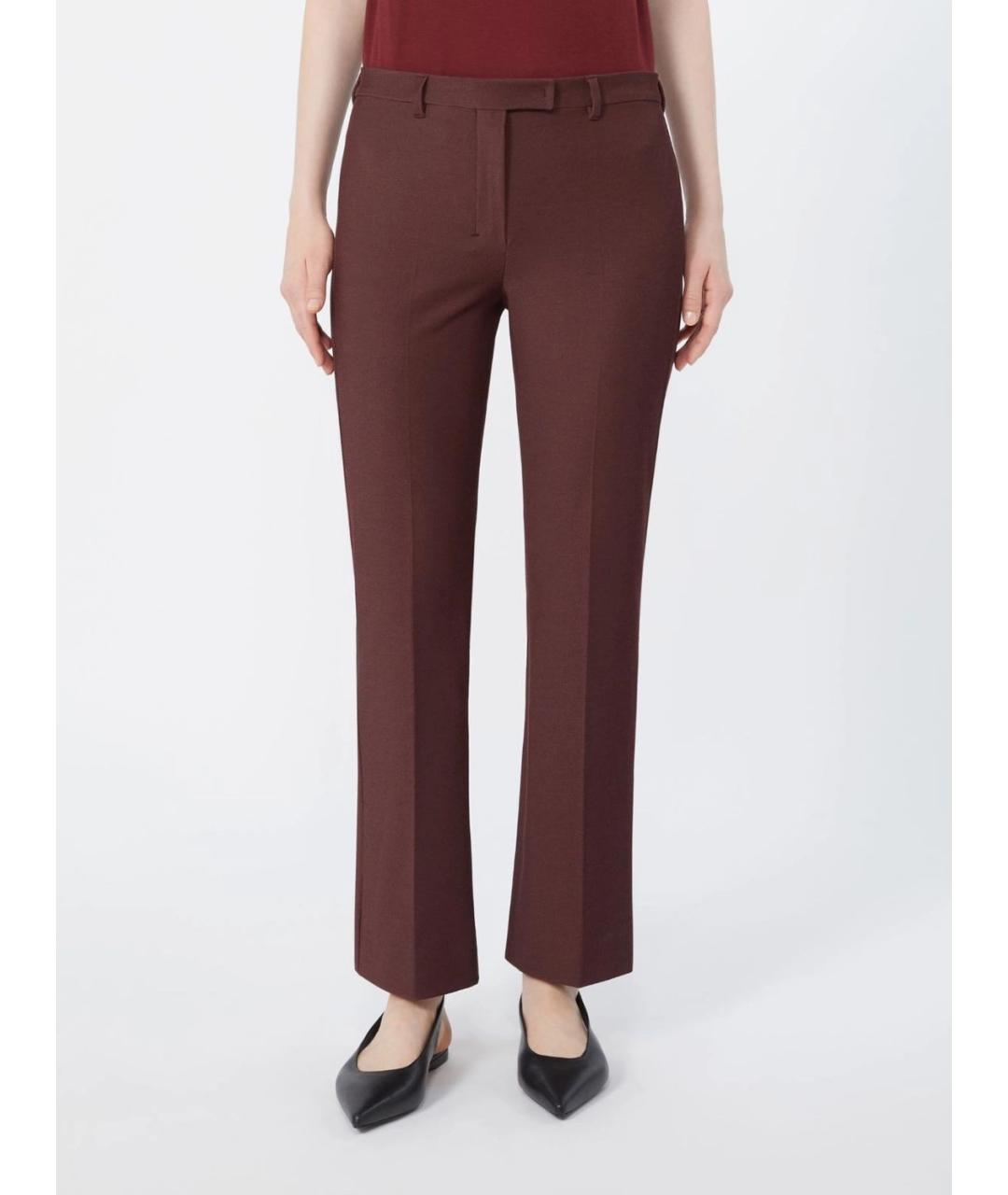 'S MAX MARA Бордовые хлопковые прямые брюки, фото 3
