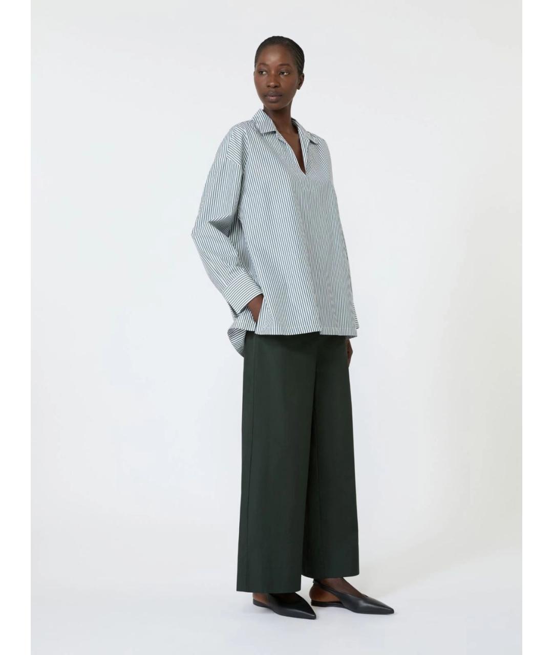 'S MAX MARA Зеленые хлопковые прямые брюки, фото 2