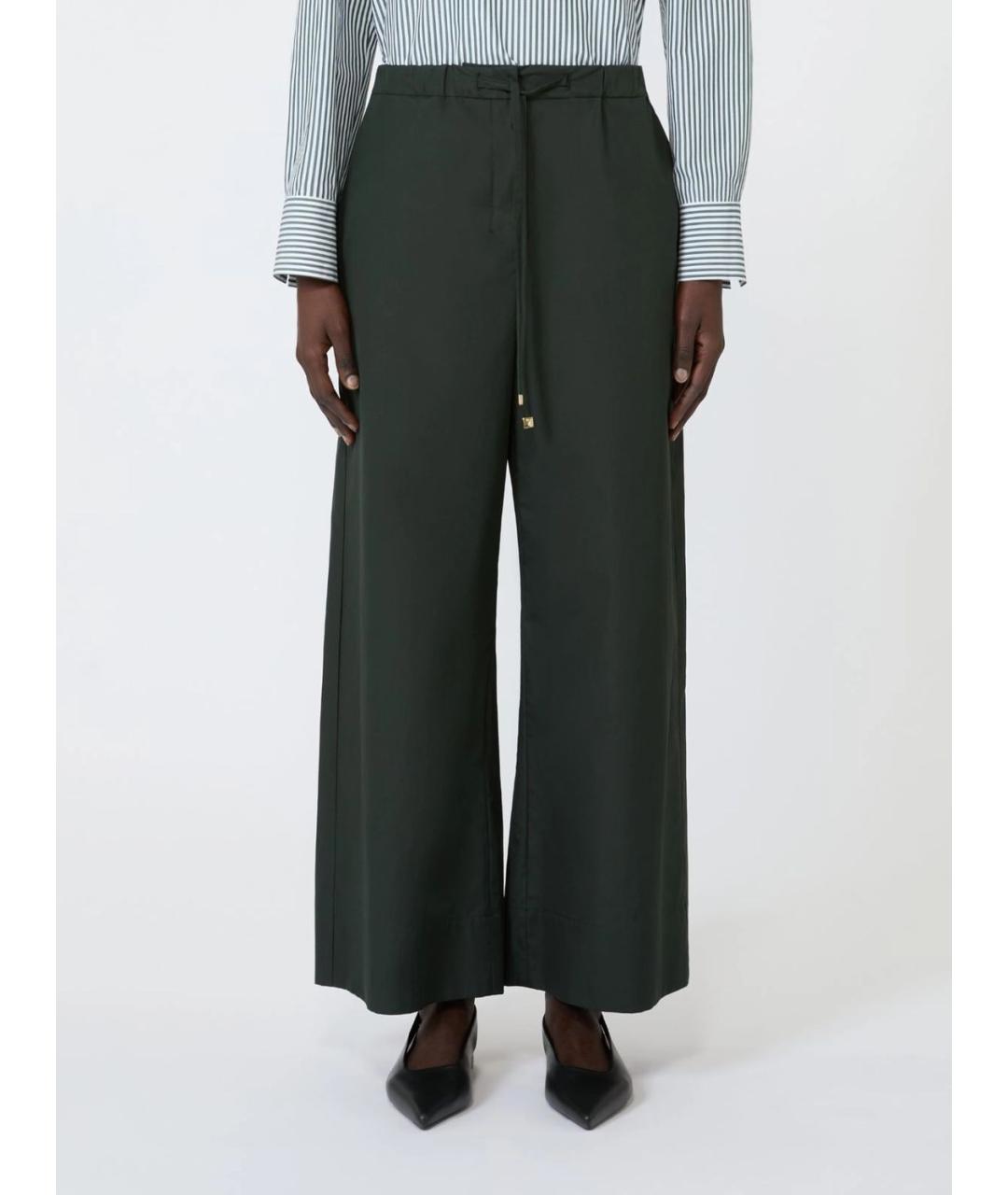 'S MAX MARA Зеленые хлопковые прямые брюки, фото 3
