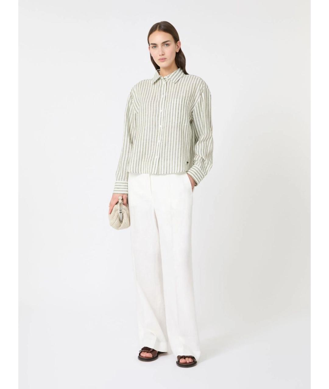 WEEKEND MAX MARA Белые льняные прямые брюки, фото 2