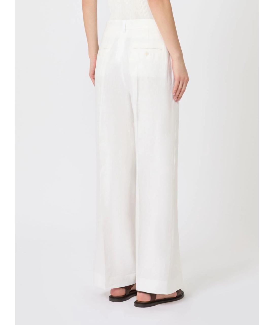WEEKEND MAX MARA Белые льняные прямые брюки, фото 4