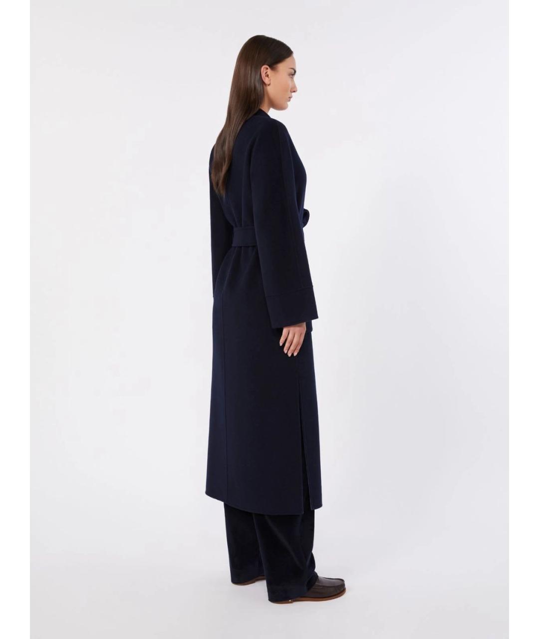 MAX MARA STUDIO Темно-синее шерстяное пальто, фото 4