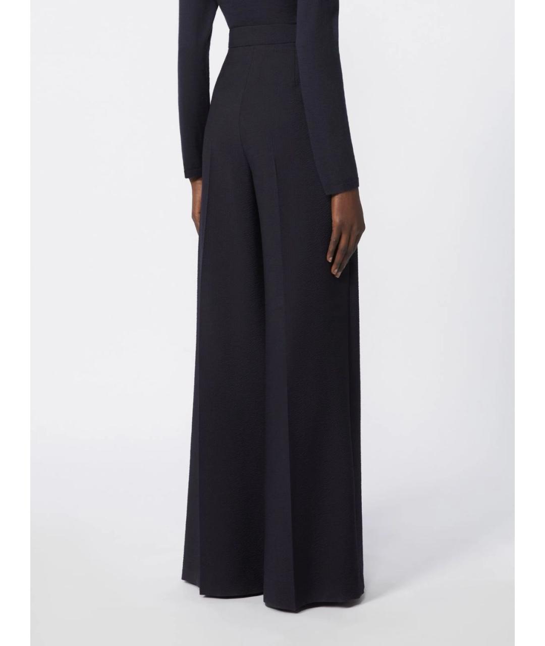 MAX MARA Черные шерстяные прямые брюки, фото 4